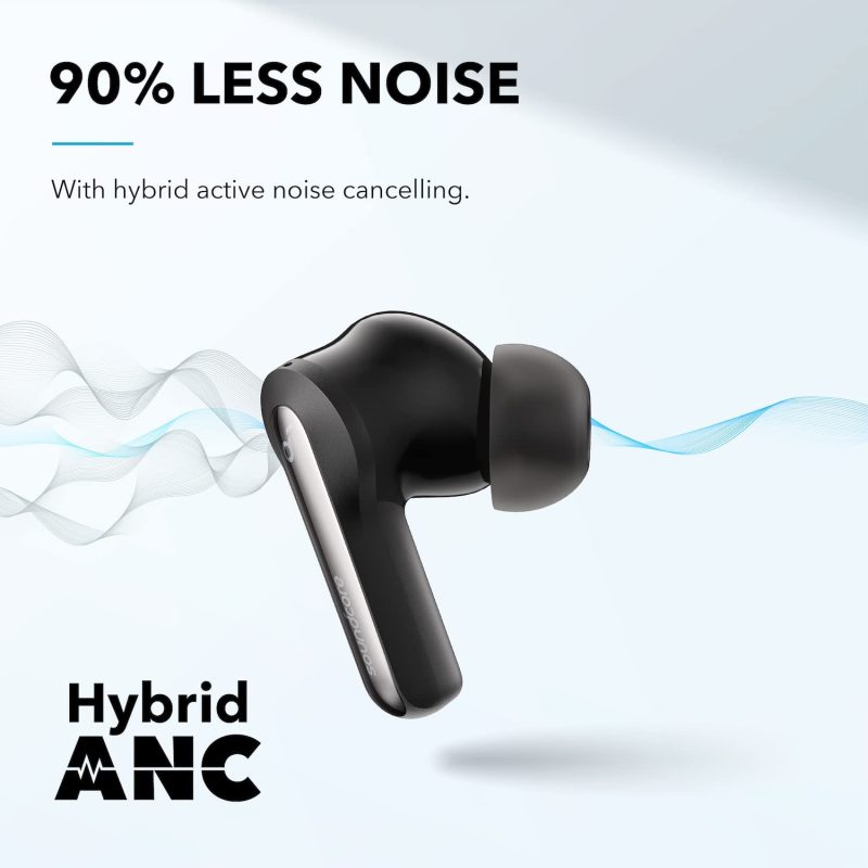 Soundcore Life P3i Hybrid Active Noise Cancelling Earbuds ,4 Mics, Custom EQ,6H Playtime,Black